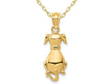 14K Yellow Gold Polished Sitting Dog Charm Pendant Necklace with Chain